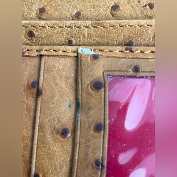 Dooney & Bourke Brown Ostrich Leather Trifold Wallet - Picture 9 of 10